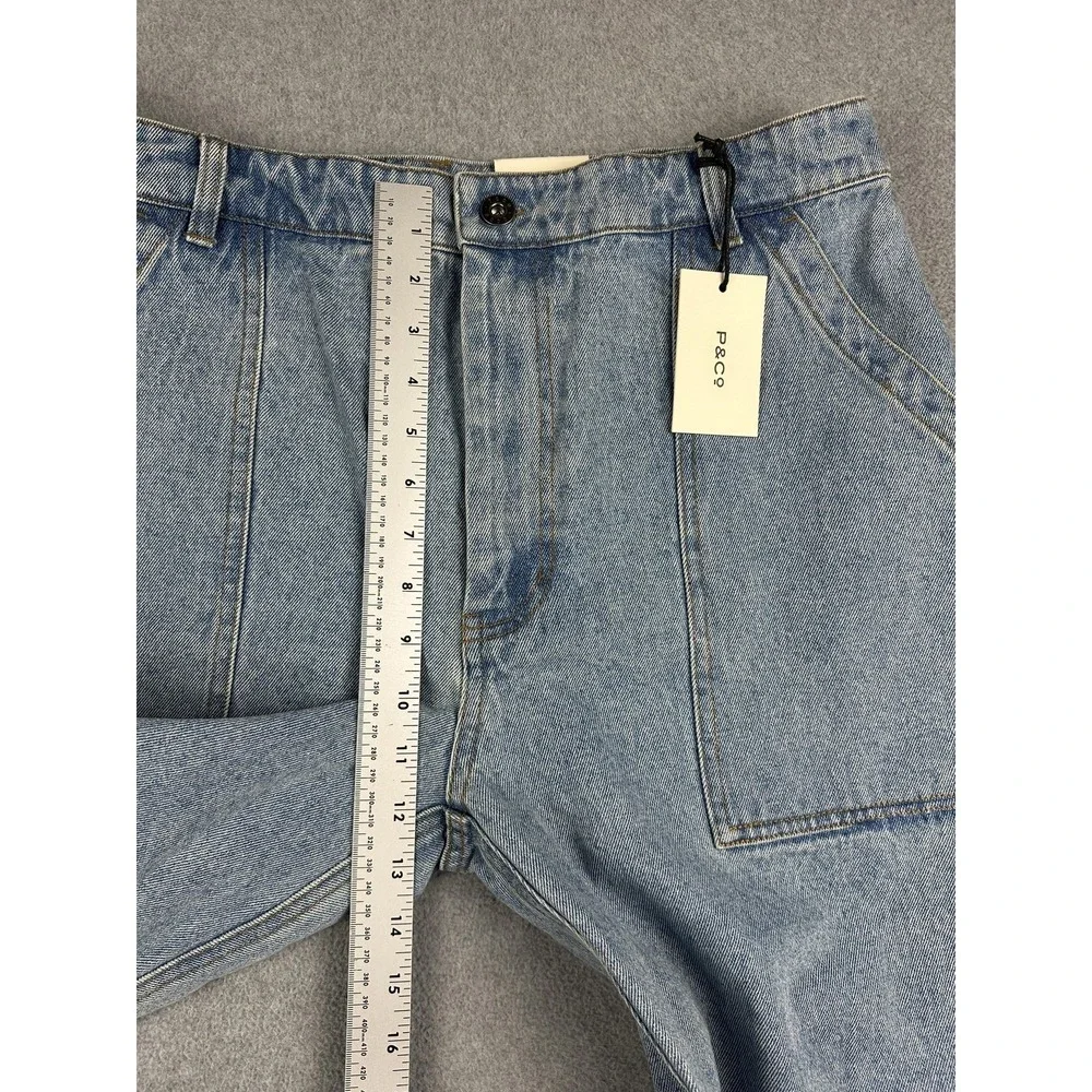 P&Co 304 Jeans Womens 18 36L Light Wash Blue Relaxed Cropped Denim Cargo NWT - Picture 5 of 12